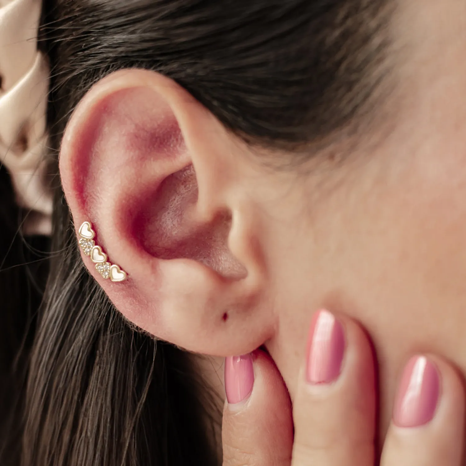 Piercings | Ohrstecker | Hey Happiness Perlmutt Herz Ohrpiercing Sterlingsilber