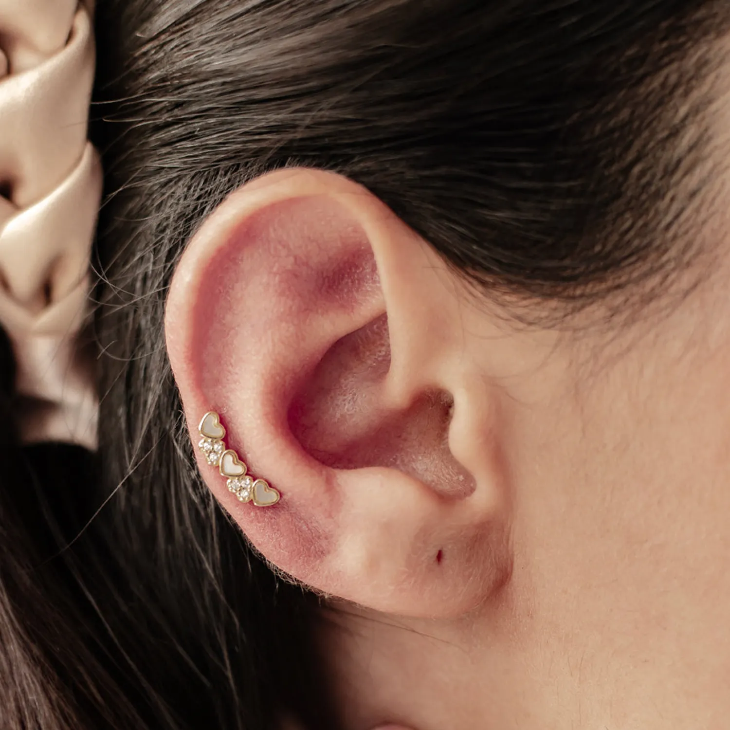 Piercings | Ohrstecker | Hey Happiness Perlmutt Herz Ohrpiercing Sterlingsilber