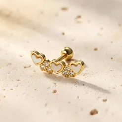 Piercings | Ohrstecker | Hey Happiness Perlmutt Herz Ohrpiercing Sterlingsilber