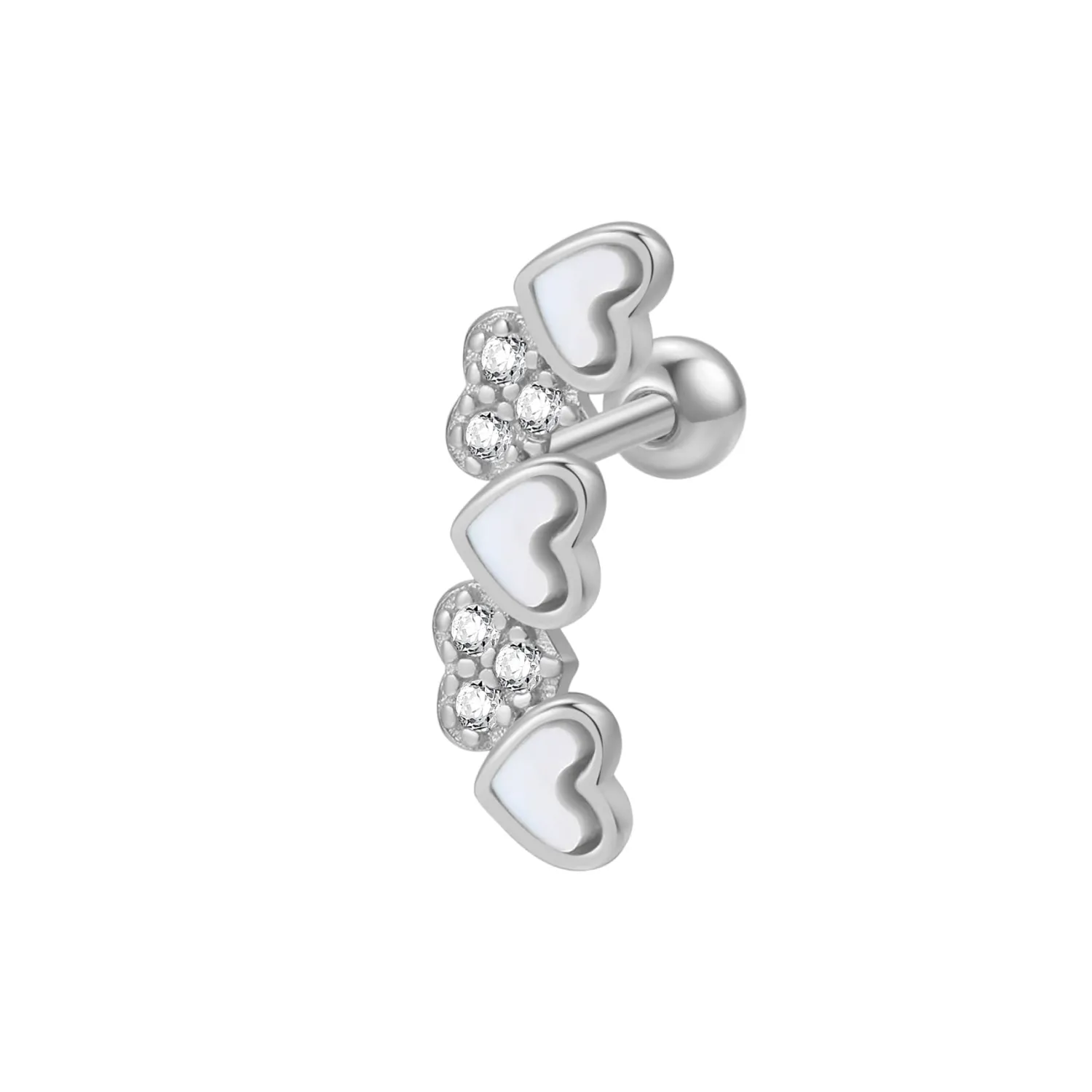 Piercings | Ohrstecker | Hey Happiness Perlmutt Herz Ohrpiercing Sterlingsilber