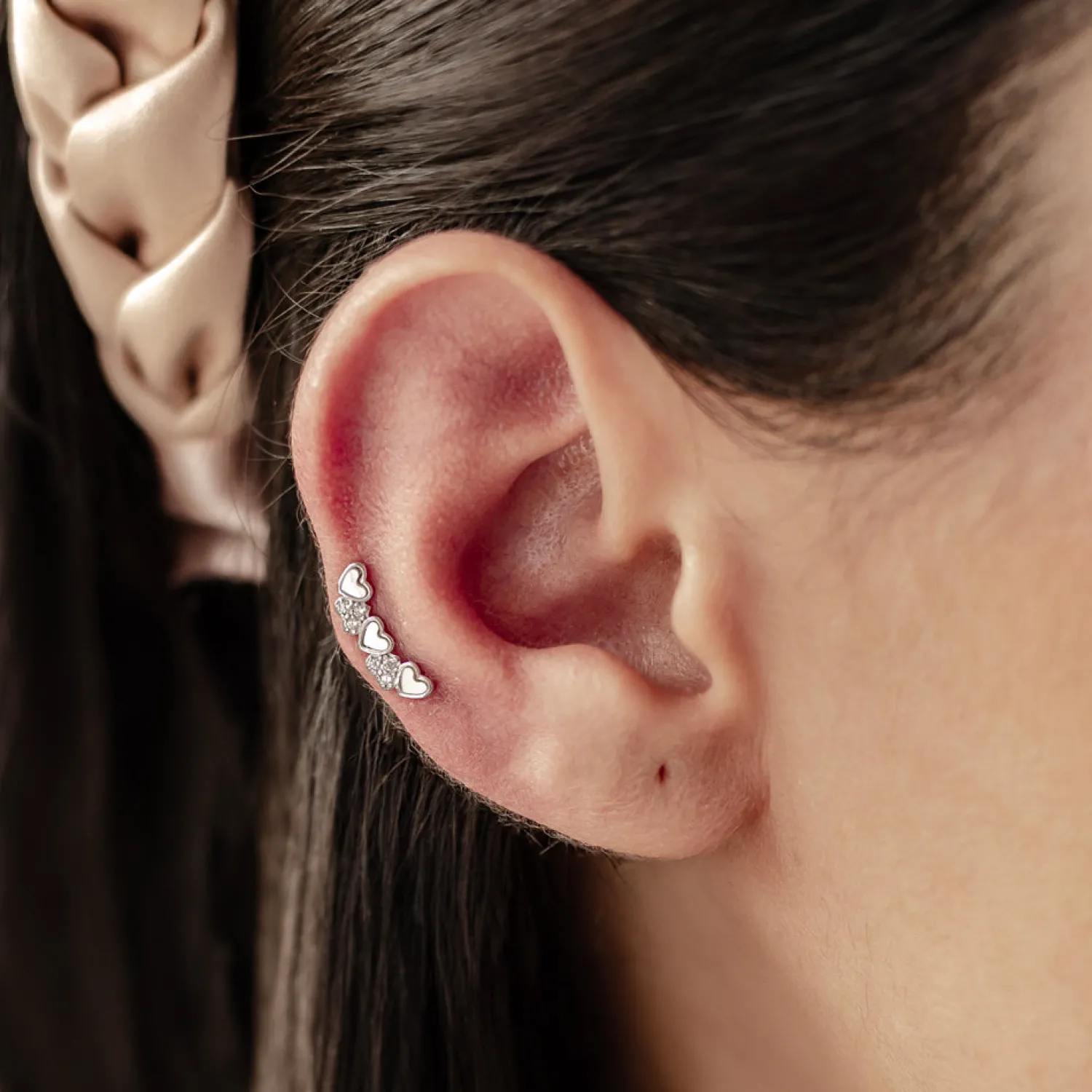 Piercings | Ohrstecker | Hey Happiness Perlmutt Herz Ohrpiercing Sterlingsilber
