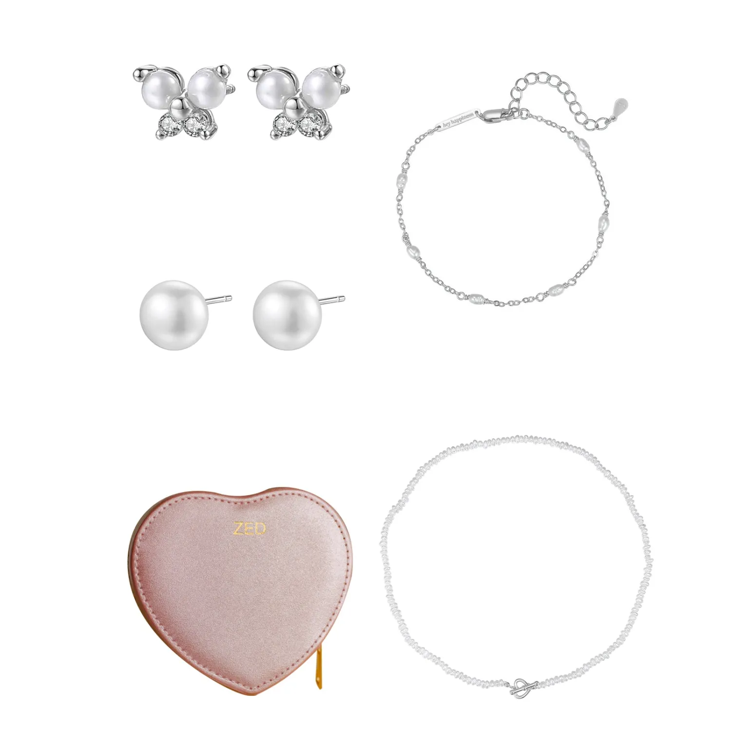 Necklace Sets | Hey Happiness Pretty Pearl Sterling Silver Jewelry and Case Set