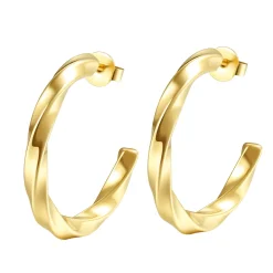 Creolen | Hey Happiness Quadratische Gedrehte Creolen in Gold
