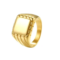 Auffällige Ringe | Hey Happiness Quadratischer Siegelring für Herren aus Edelstahl
