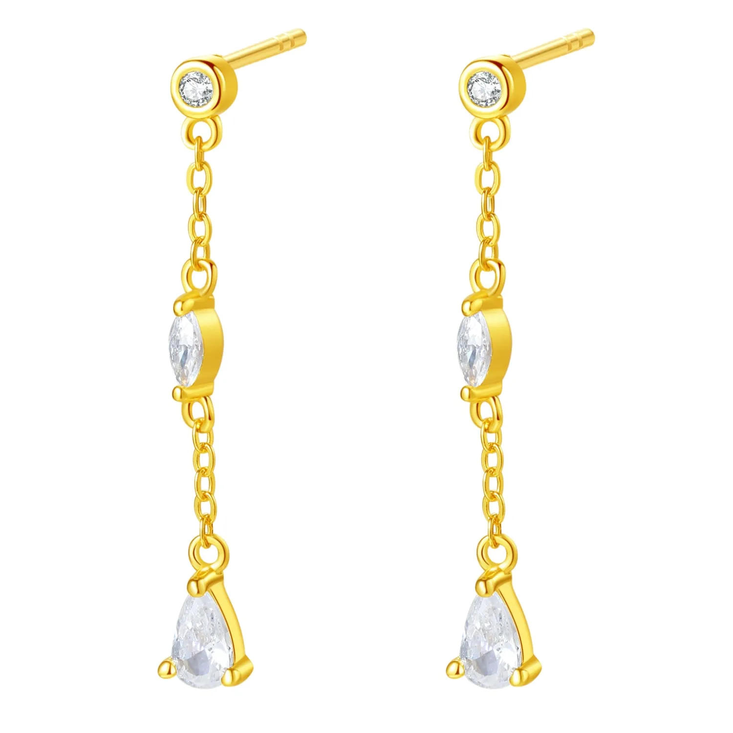 Ohrstecker | Hey Happiness Radiant Drop Ohrringe Sterlingsilber Gold