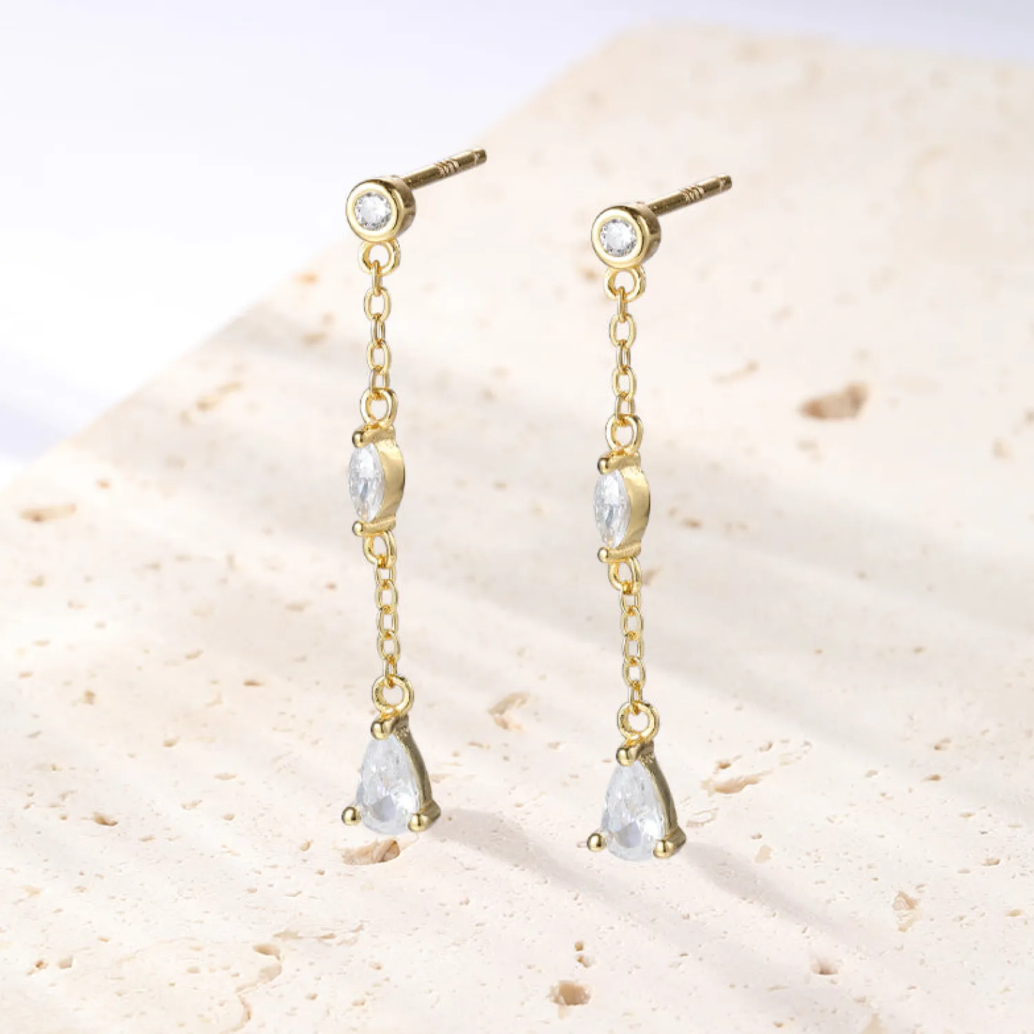 Ohrstecker | Hey Happiness Radiant Drop Ohrringe Sterlingsilber Gold