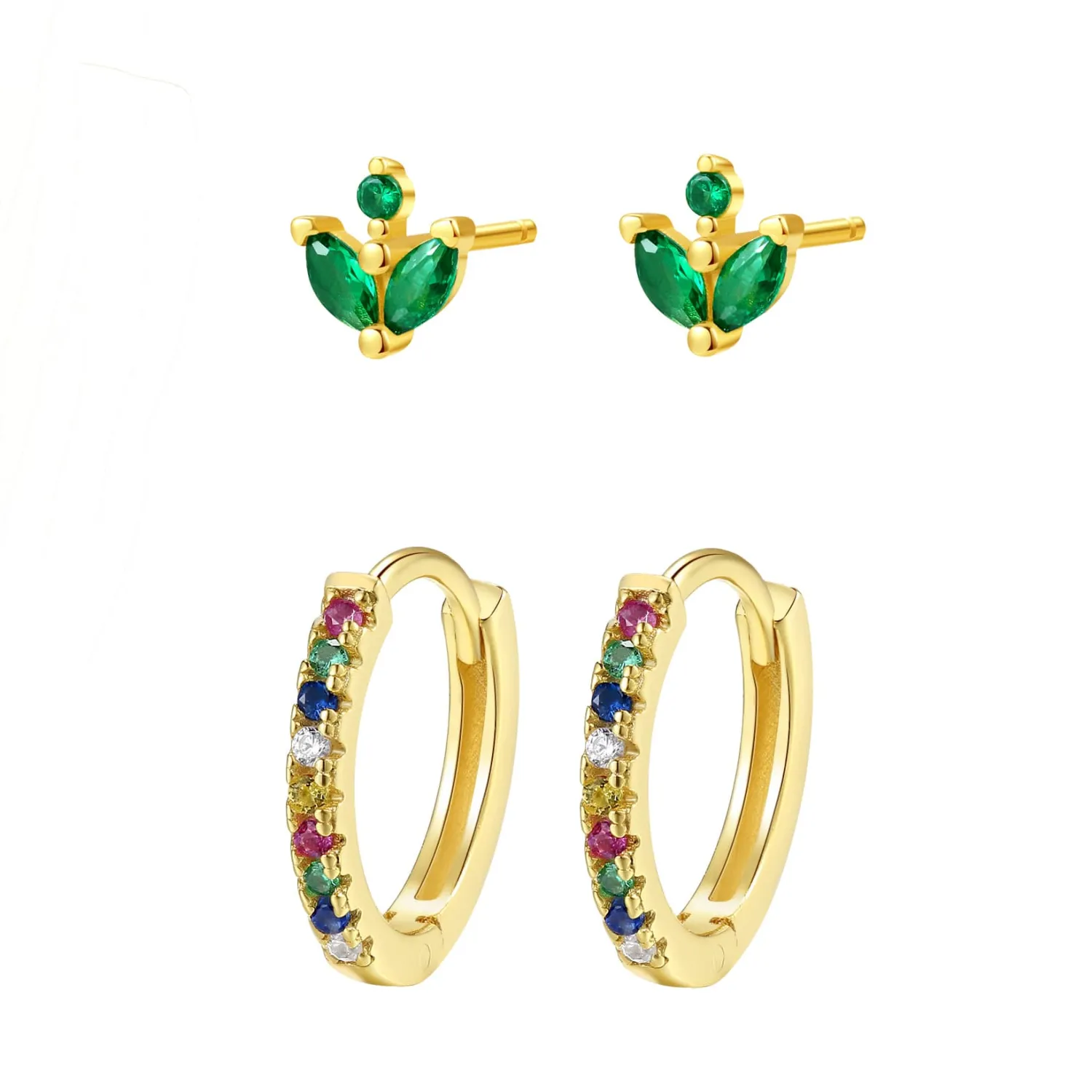 Earring Stack Sets | Hey Happiness Regenbogen Ohrringe Set aus Sterlingsilber