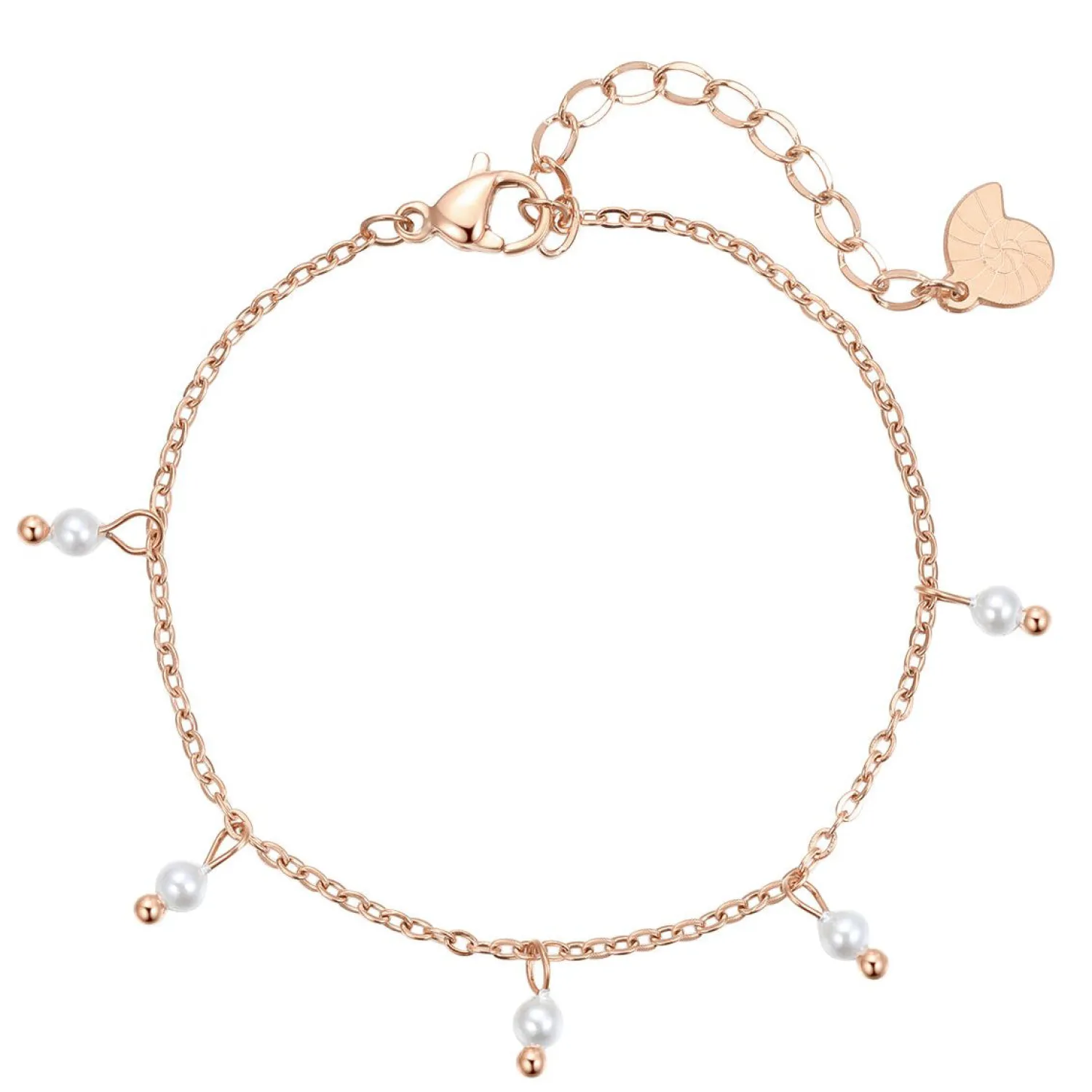 Charm Armbänder | Hey Happiness Rosegold Armband mit Perlen Cinque Rose Gold