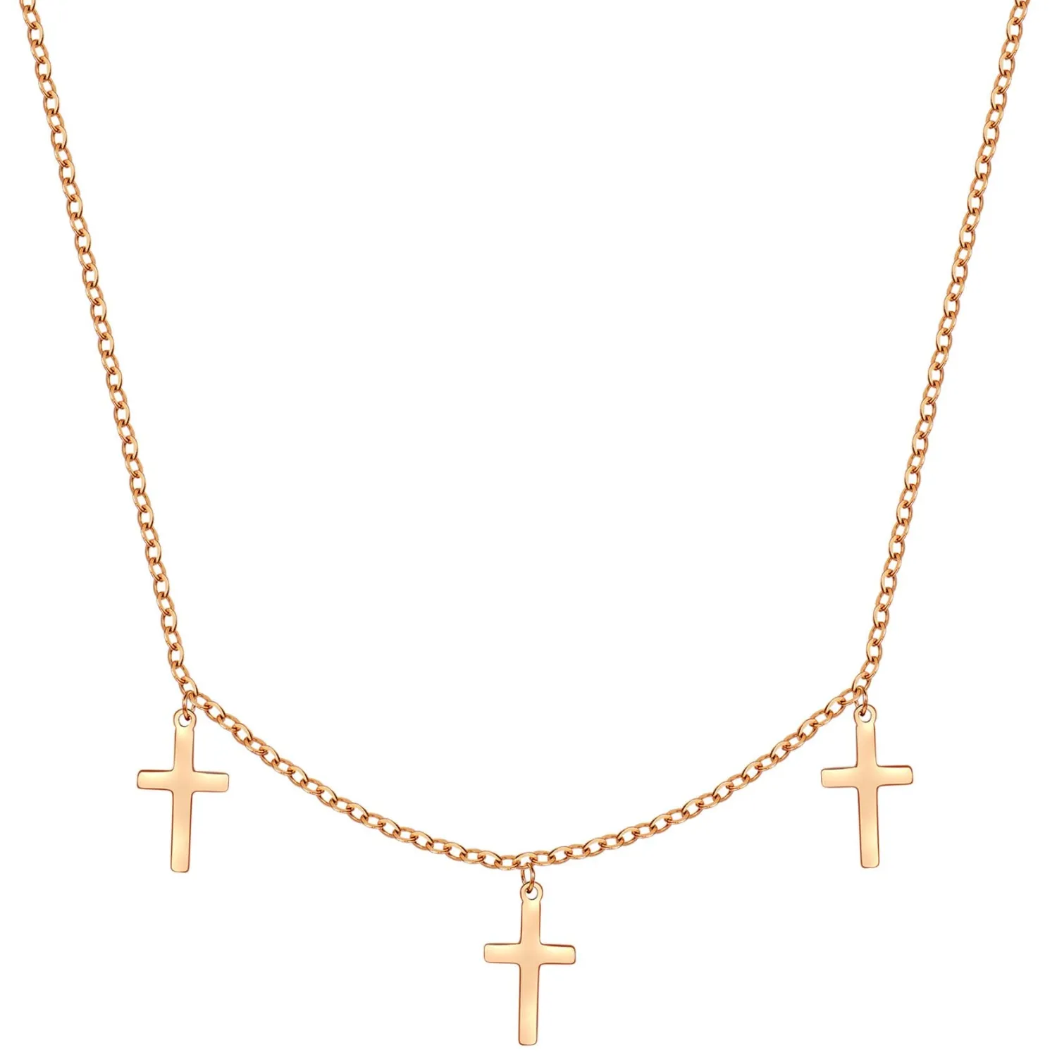 Filigrane Ketten | Hey Happiness Rosegold Kette mit Kleinen Kreuzen Rose Gold