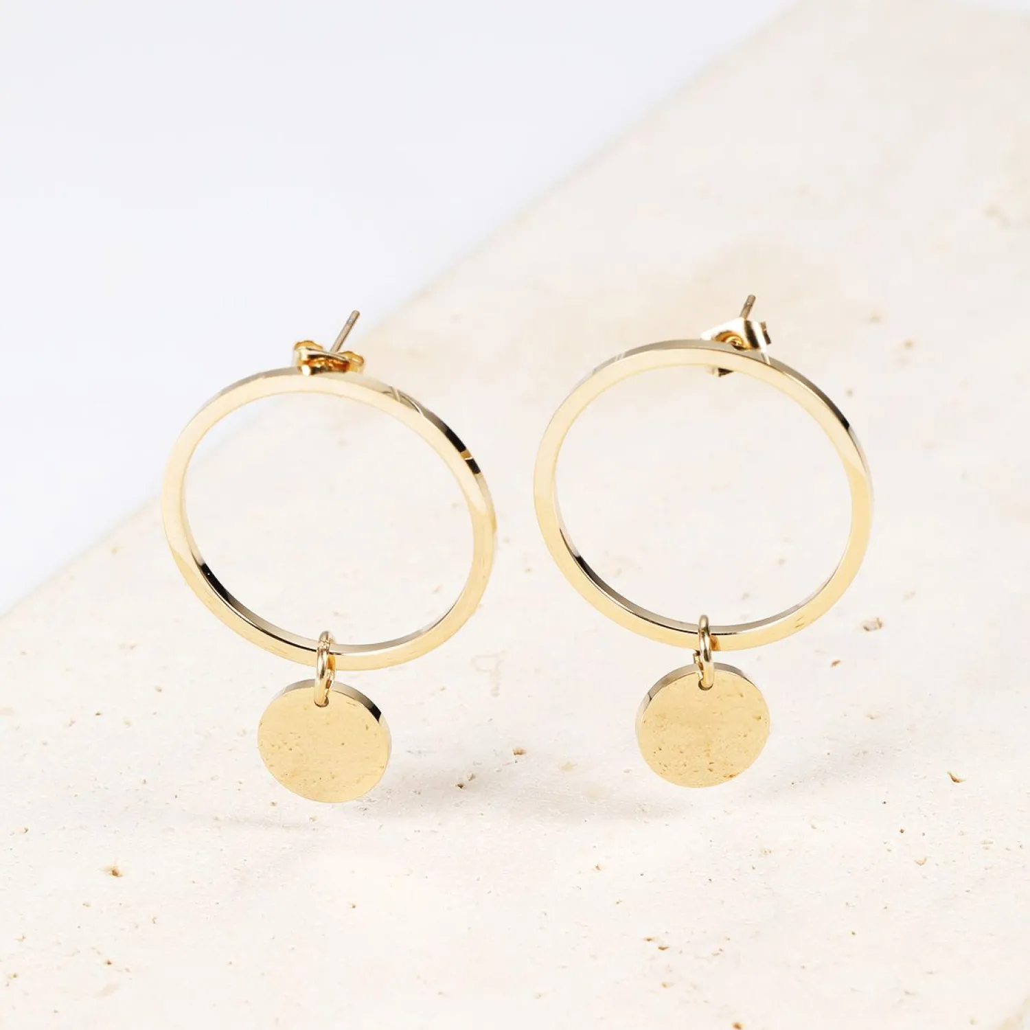 Creolen | Hey Happiness Runde Kreis Ohrringe in Gold
