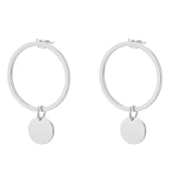 Creolen | Hey Happiness Runde Kreis Ohrringe Silber Silver