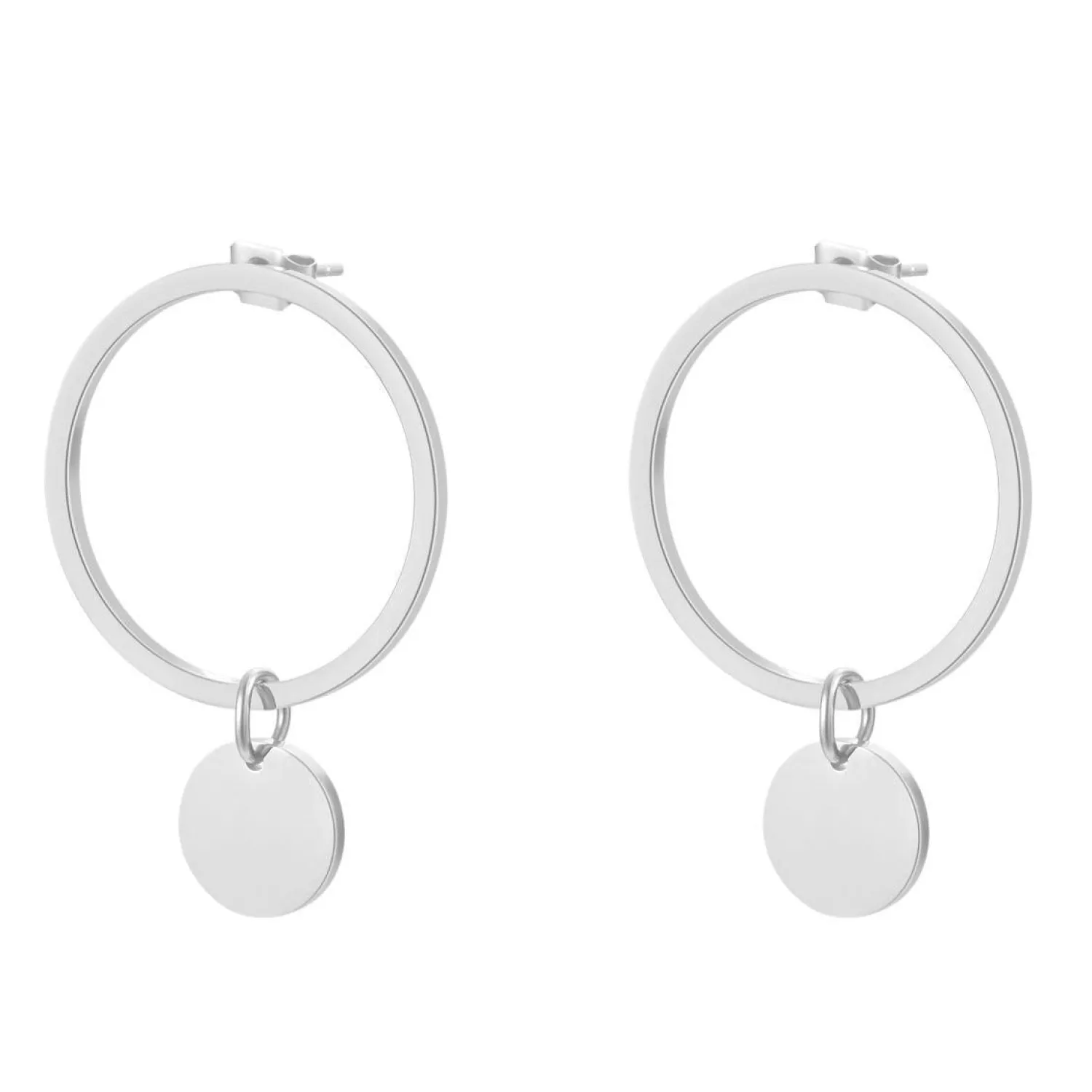 Creolen | Hey Happiness Runde Kreis Ohrringe Silber Silver