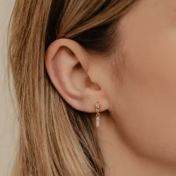 Ohrstecker | Hey Happiness Runde Ohrstecker Hängend mit Stab Sterlingsilber