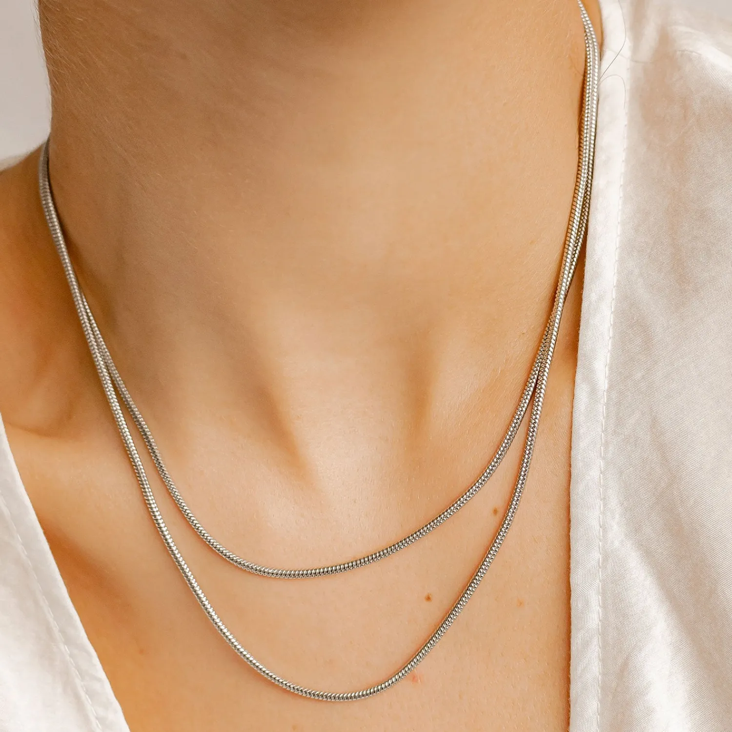 Filigrane Ketten | Hey Happiness Runde Schlangenkette Silber Silver