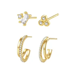 Earring Stack Sets | Hey Happiness Schillernde Ohrringe Set aus Sterlingsilber in Gold