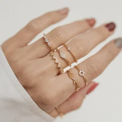 Schlichte Ringe | Hey Happiness Schlanker Ring Diamant-Optik Sterlingsilber in Gold