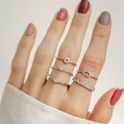Schlichte Ringe | Hey Happiness Schlanker Ring Diamant-Optik Sterlingsilber Silver