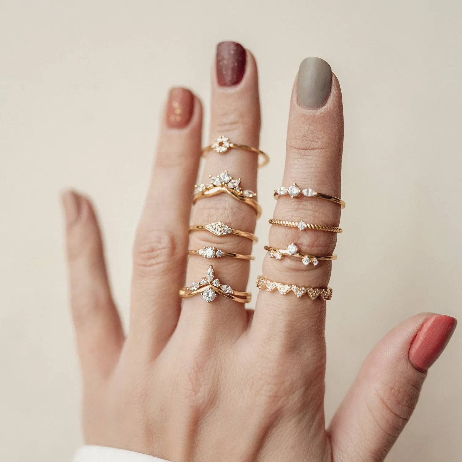Schlichte Ringe | Hey Happiness Schlanker Ring Diamant-Optik Sterlingsilber in Gold