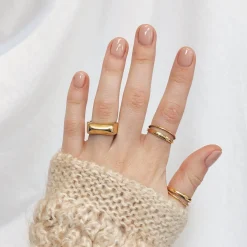 Auffällige Ringe | Hey Happiness Schlichter Doppel Band Ring Gold