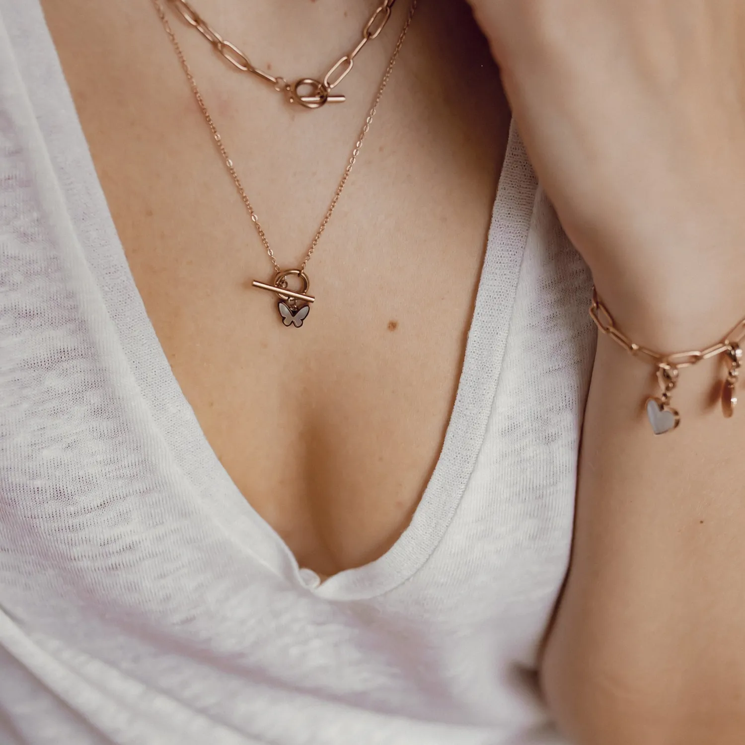 Filigrane Ketten | Hey Happiness Schmetterling Kette mit Knebelverschluss Rosegold Rose Gold