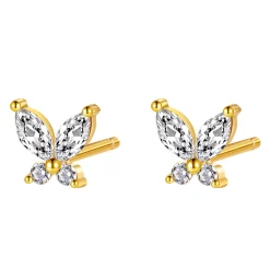 Ohrstecker | Hey Happiness Schmetterling Ohrstecker mit Schmucksteinen Sterlingsilber in Gold