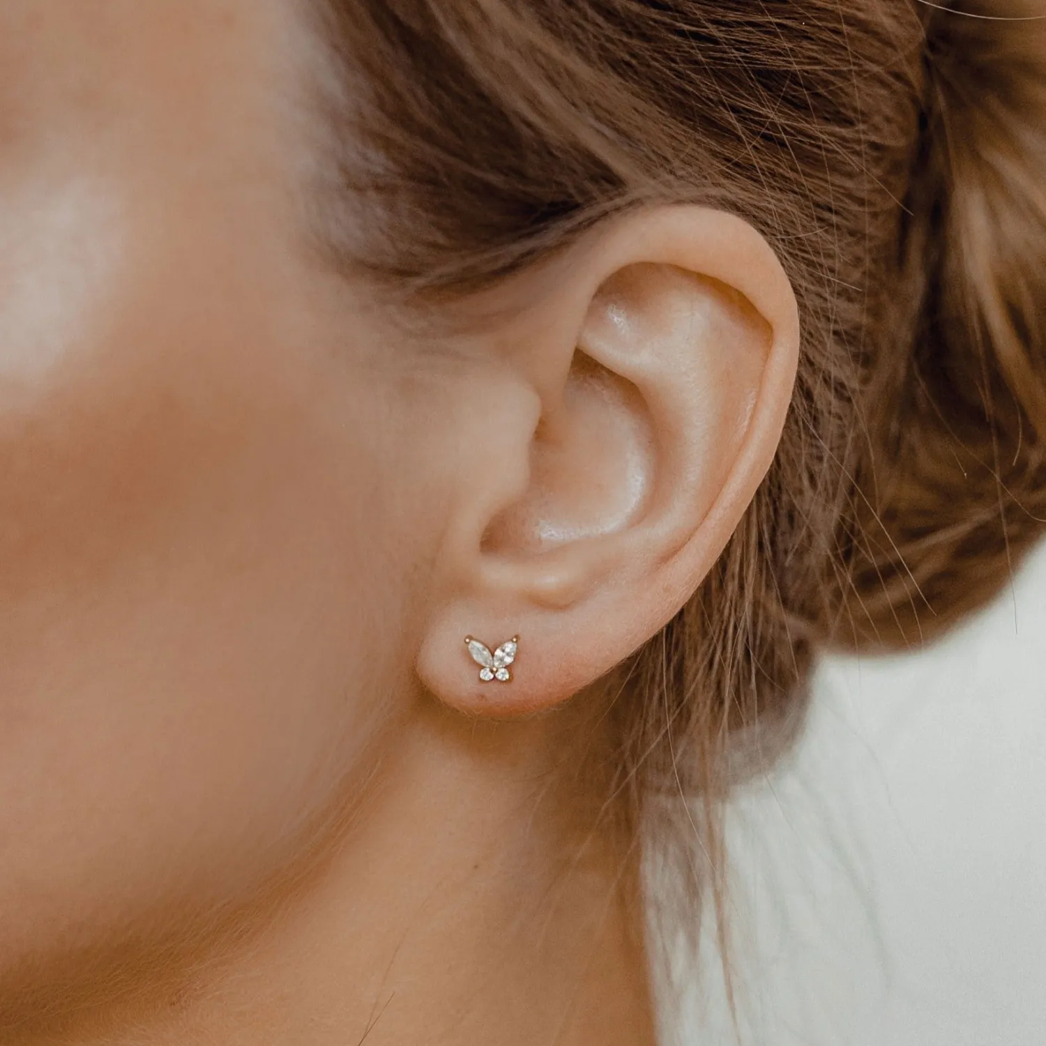 Ohrstecker | Hey Happiness Schmetterling Ohrstecker mit Schmucksteinen Sterlingsilber in Gold
