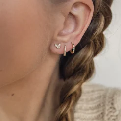 Ohrstecker | Hey Happiness Schmetterling Ohrstecker mit Schmucksteinen Sterlingsilber in Gold