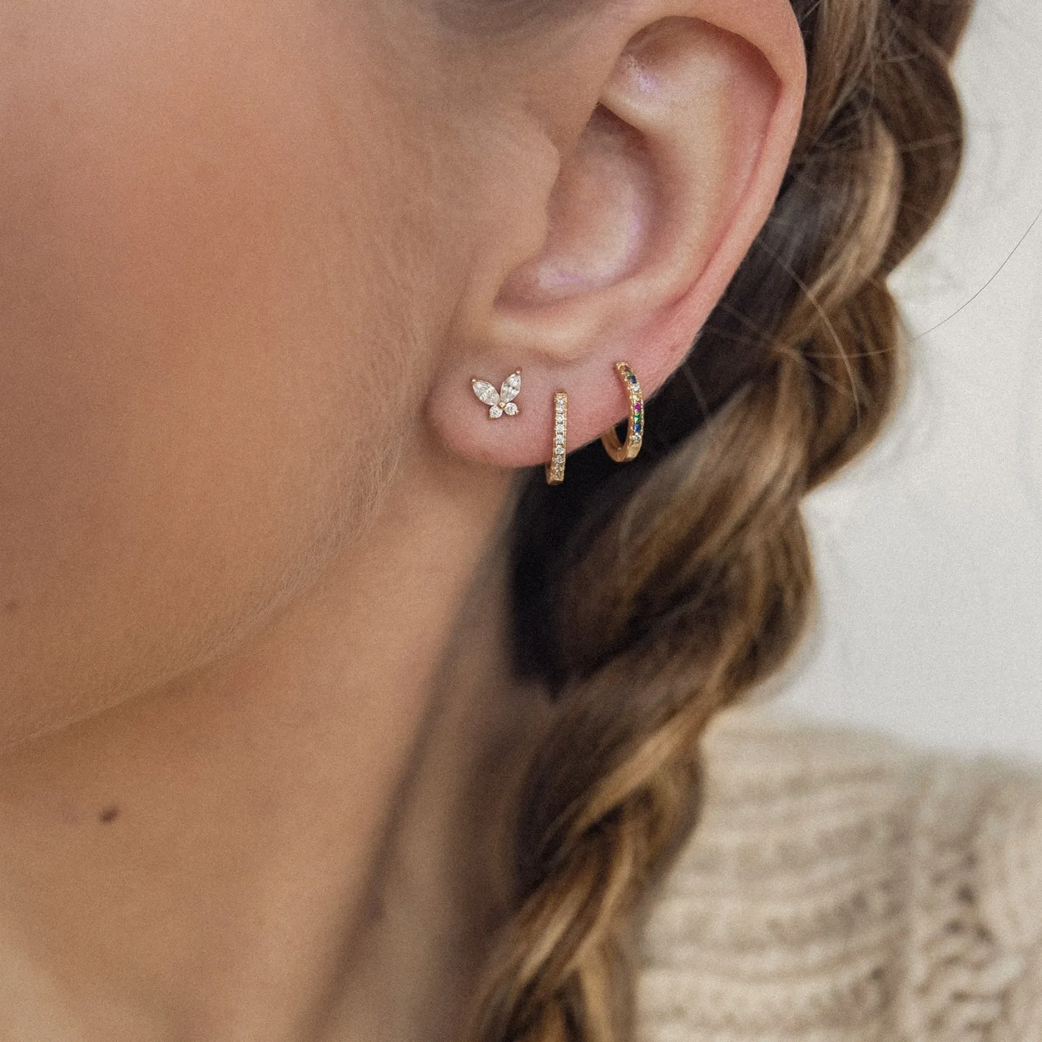 Ohrstecker | Hey Happiness Schmetterling Ohrstecker mit Schmucksteinen Sterlingsilber in Gold