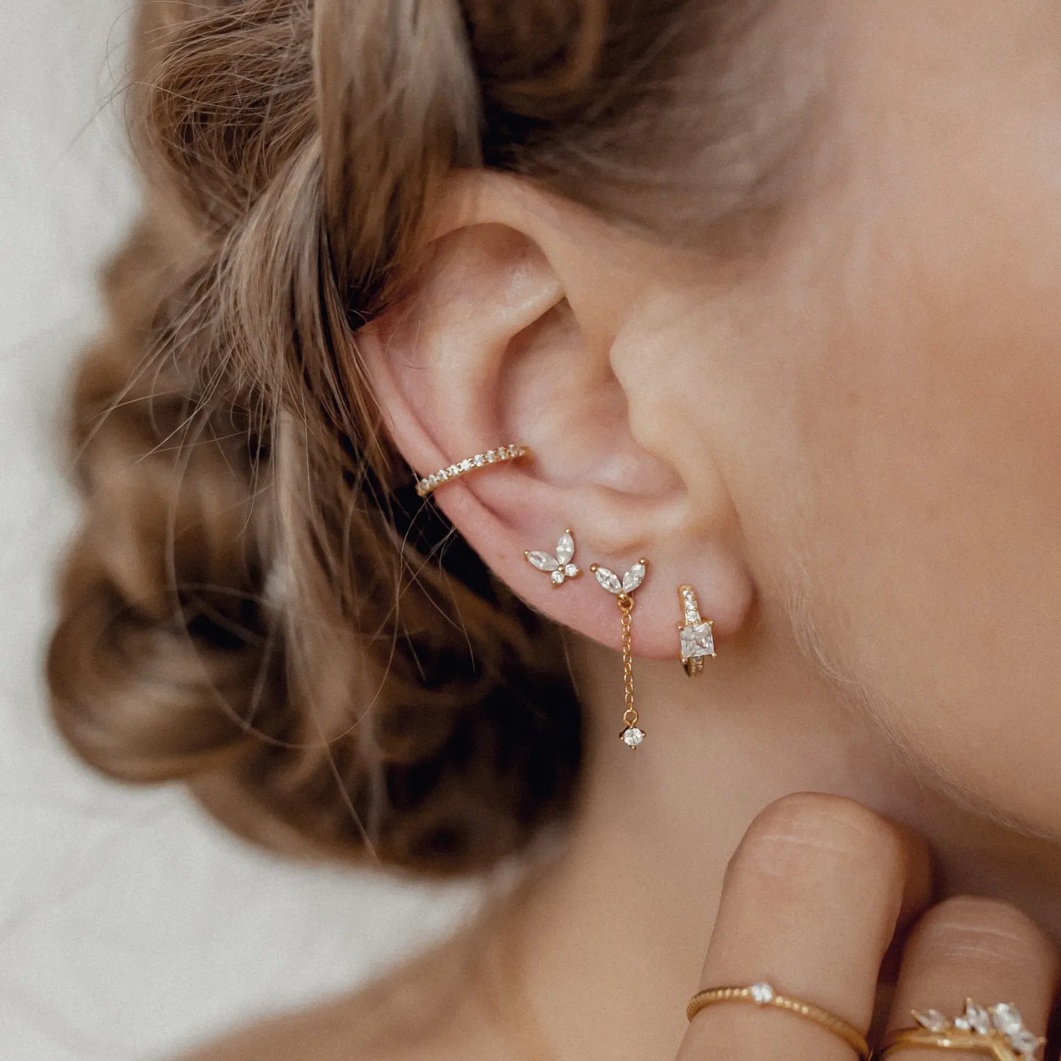 Ohrstecker | Hey Happiness Schmetterling Ohrstecker mit Schmucksteinen Sterlingsilber in Gold