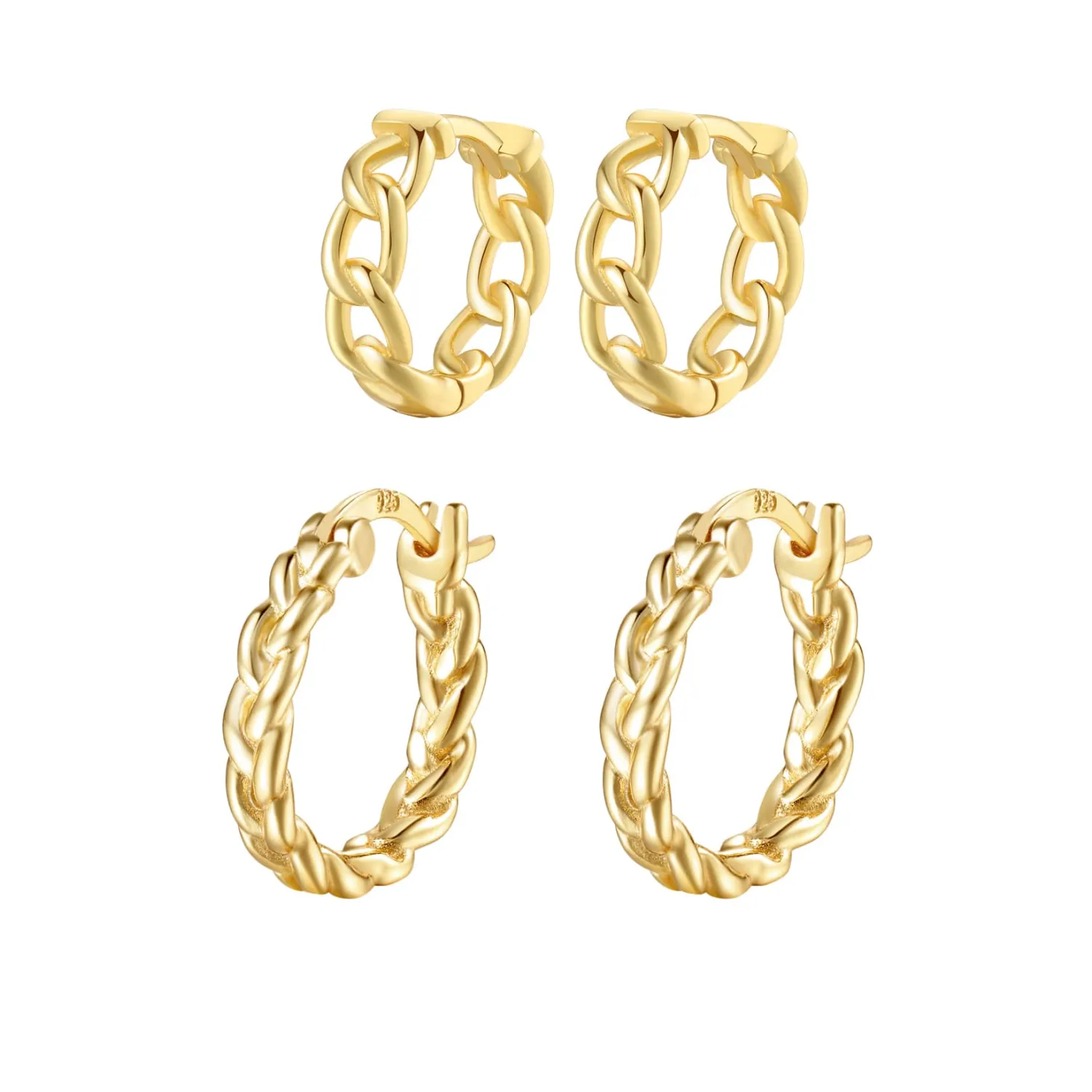 Earring Stack Sets | Hey Happiness Seil und Kette Ohrringe Set aus Sterlingsilber