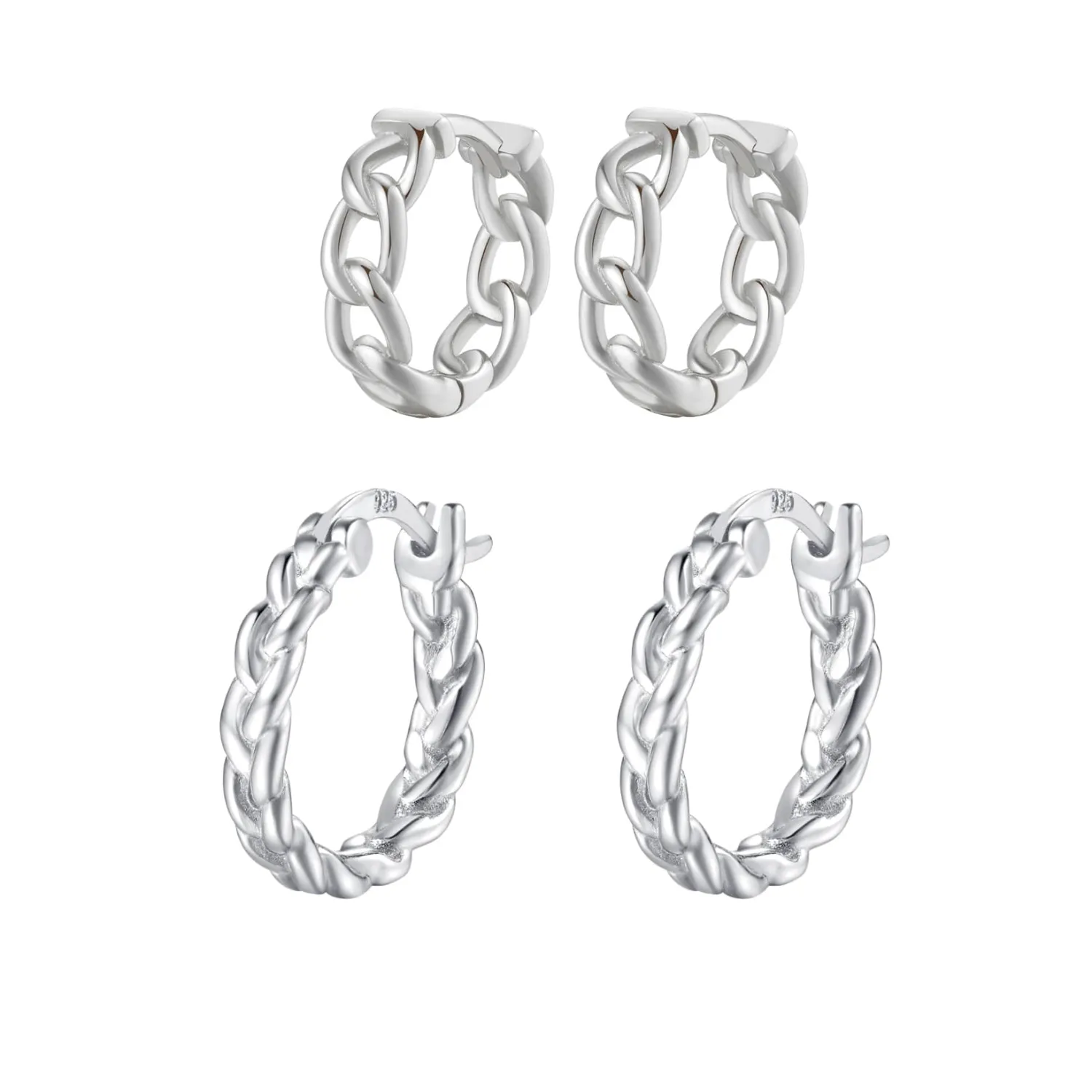 Earring Stack Sets | Hey Happiness Seil und Kette Ohrringe Set aus Sterlingsilber