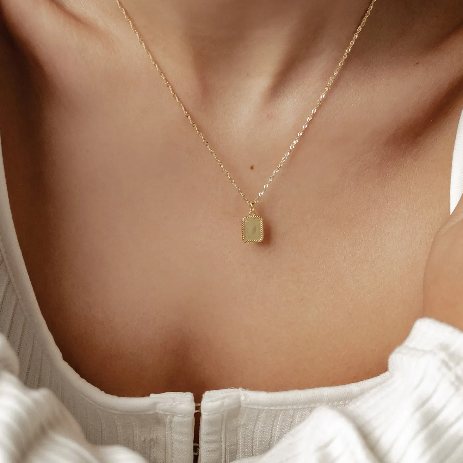Anhänger | Filigrane Ketten | Hey Happiness Seilkette mit Rechteck Anhänger Sterlingsilber