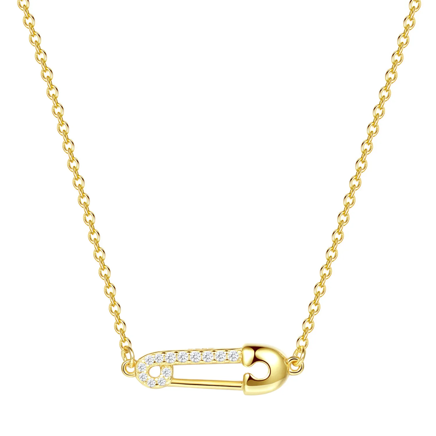 Filigrane Ketten | Hey Happiness Sicherheitsnadel Kette Sterlingsilber in Gold