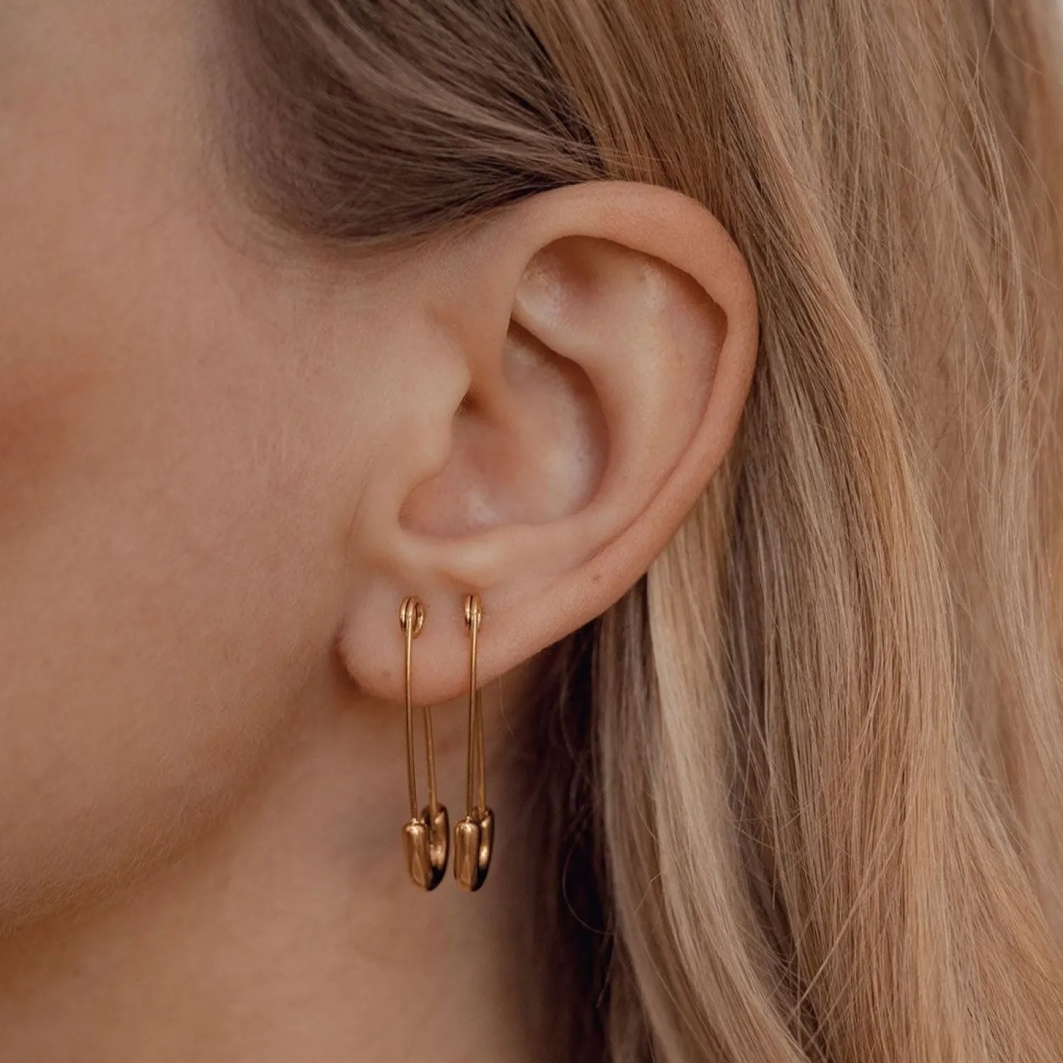 Ohrstecker | Hey Happiness Sicherheitsnadel Ohrringe farbe Gold