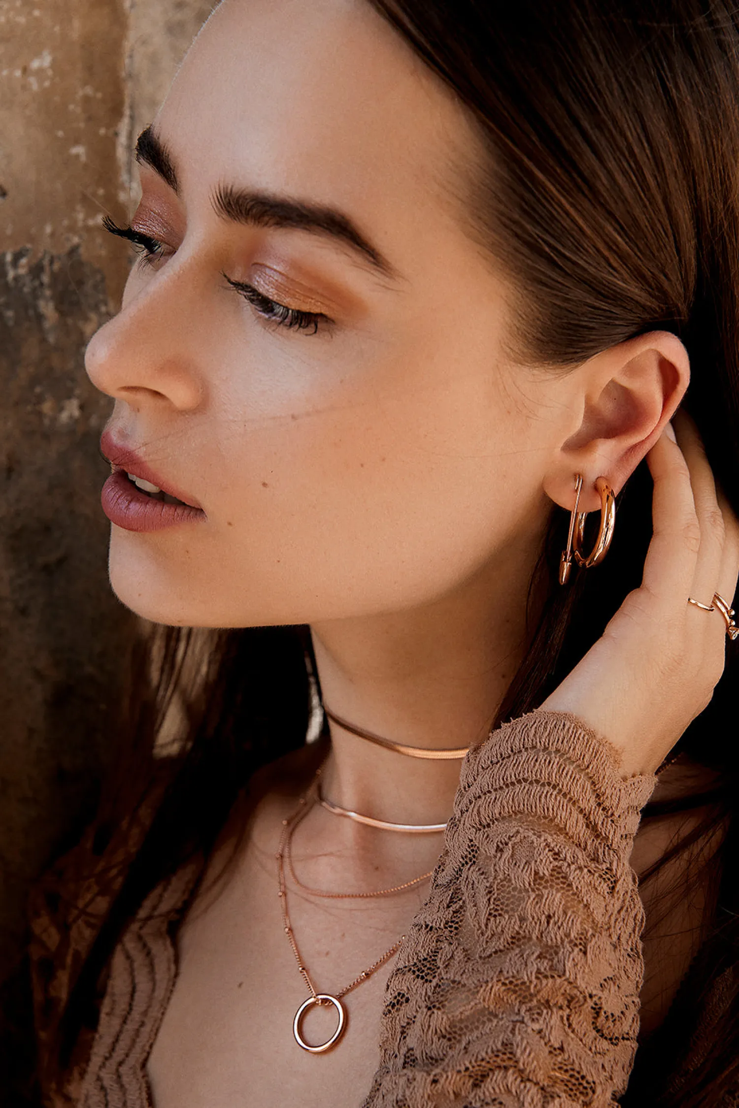 Ohrstecker | Hey Happiness Sicherheitsnadel Ohrringe Rosegold Rose Gold