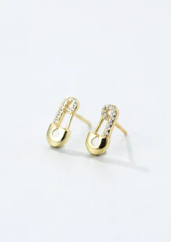 Ohrstecker | Hey Happiness Sicherheitsnadel Ohrstecker Sterlingsilber in Gold