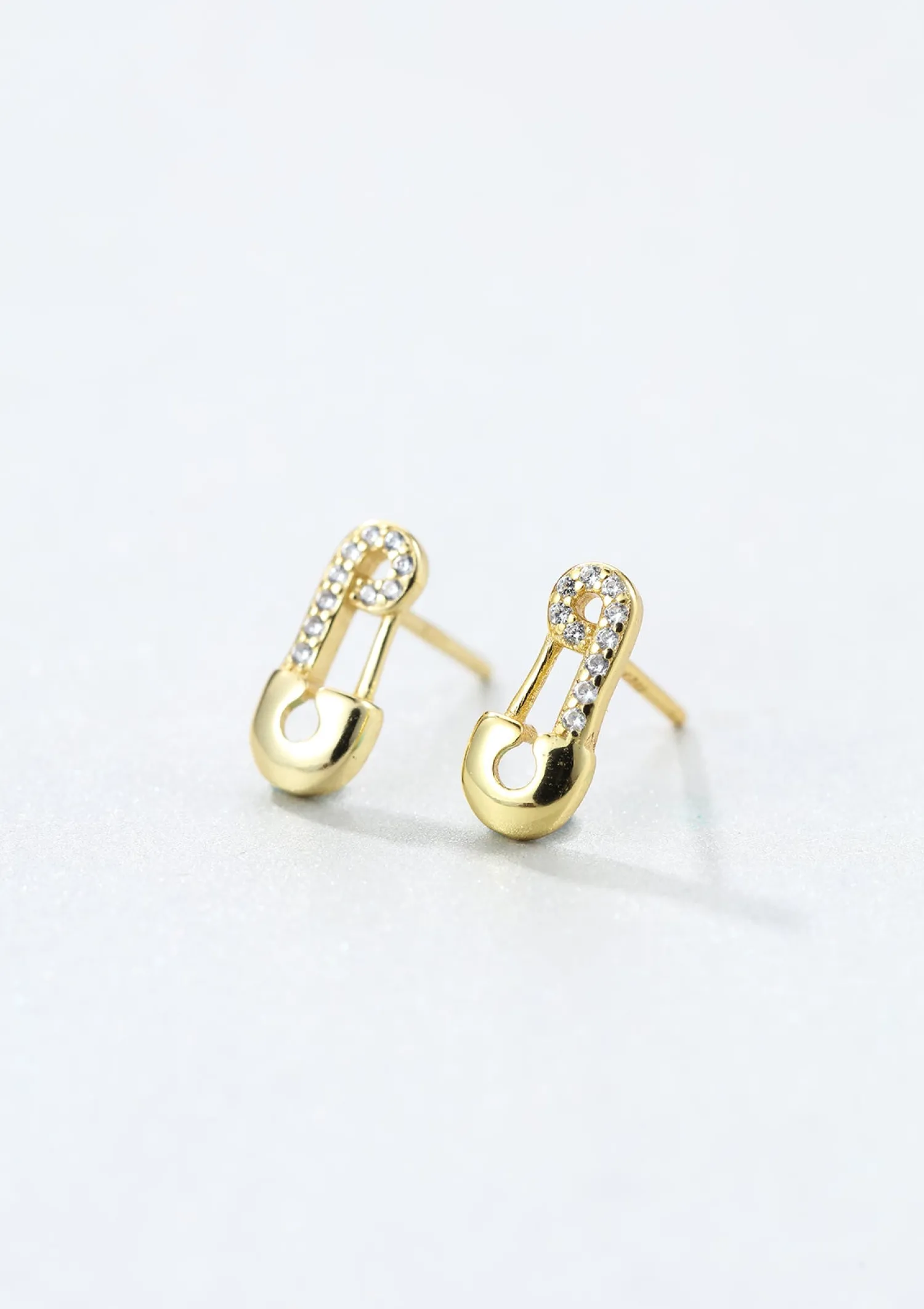 Ohrstecker | Hey Happiness Sicherheitsnadel Ohrstecker Sterlingsilber in Gold