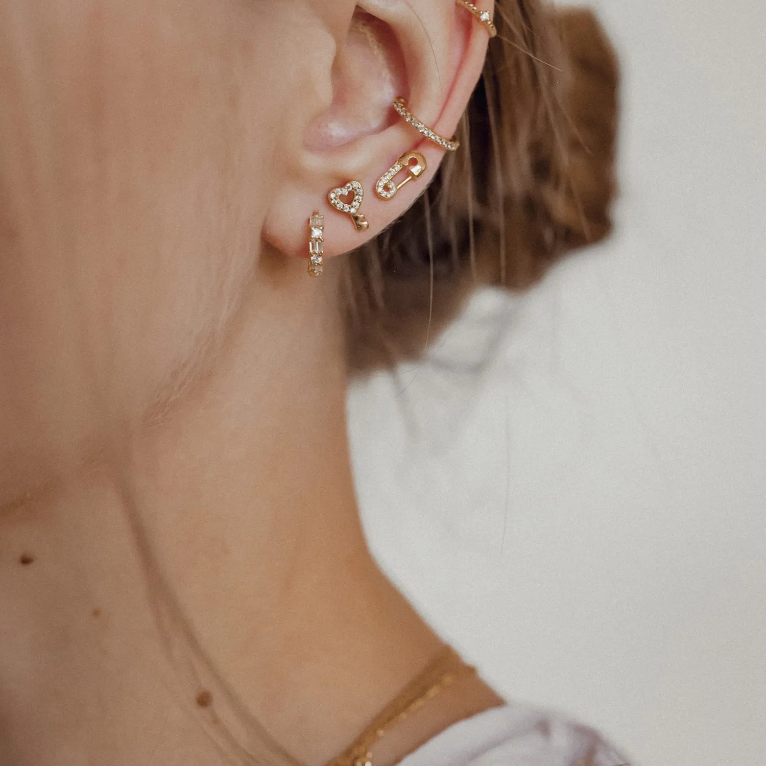 Ohrstecker | Hey Happiness Sicherheitsnadel Ohrstecker Sterlingsilber in Gold