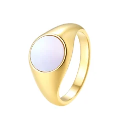 Auffällige Ringe | Hey Happiness Siegelring Rund mit Muschelschale Veret Gold