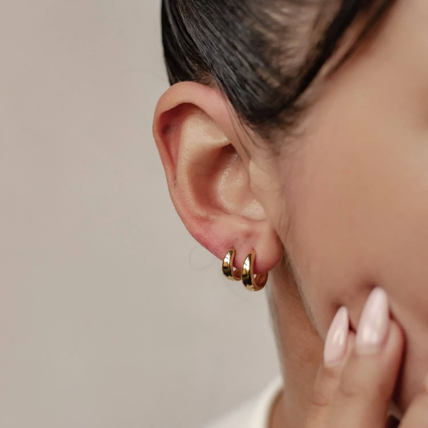 Earring Stack Sets | Creolen | Hey Happiness Small Dome Hoop Earring Set Sterling Silver