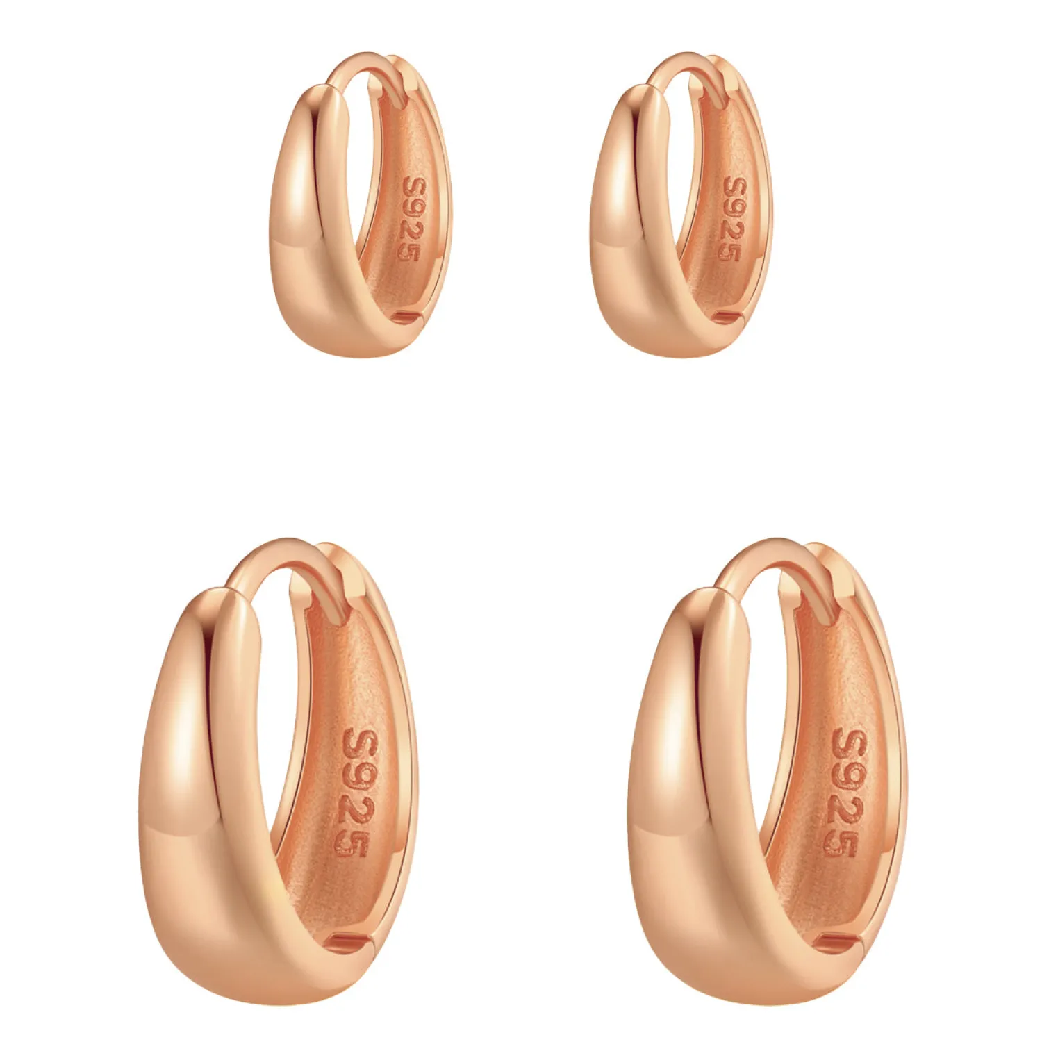 Earring Stack Sets | Creolen | Hey Happiness Small Dome Hoop Earring Set Sterling Silver