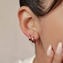 Earring Stack Sets | Creolen | Hey Happiness Small Dome Hoop Earring Set Sterling Silver