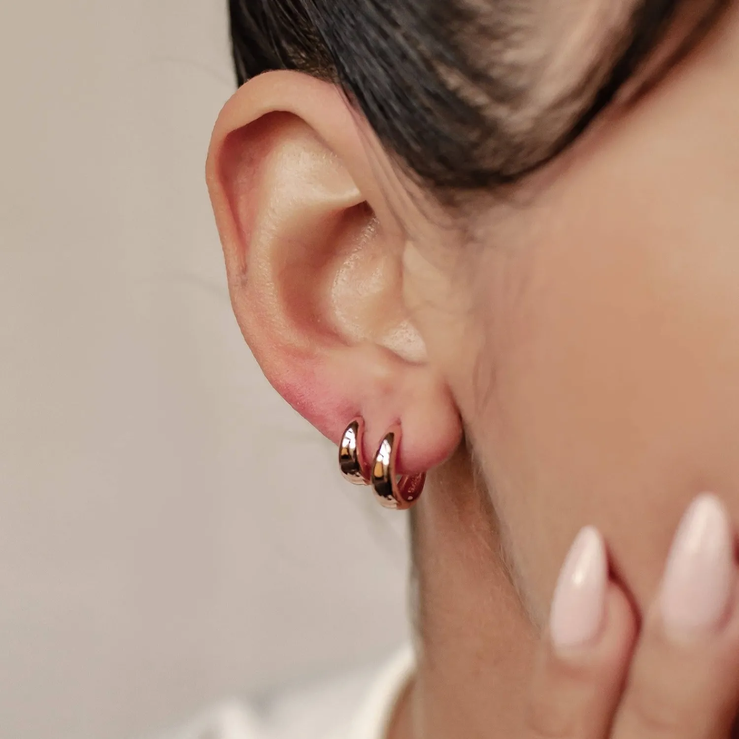 Earring Stack Sets | Creolen | Hey Happiness Small Dome Hoop Earring Set Sterling Silver