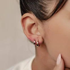 Earring Stack Sets | Creolen | Hey Happiness Small Dome Hoop Earring Set Sterling Silver