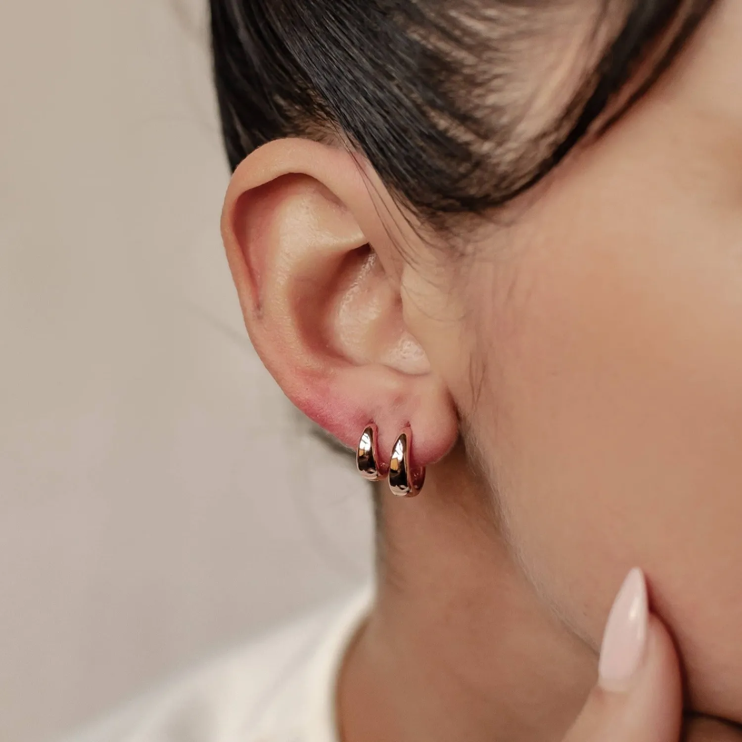 Earring Stack Sets | Creolen | Hey Happiness Small Dome Hoop Earring Set Sterling Silver