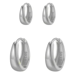 Earring Stack Sets | Creolen | Hey Happiness Small Dome Hoop Earring Set Sterling Silver