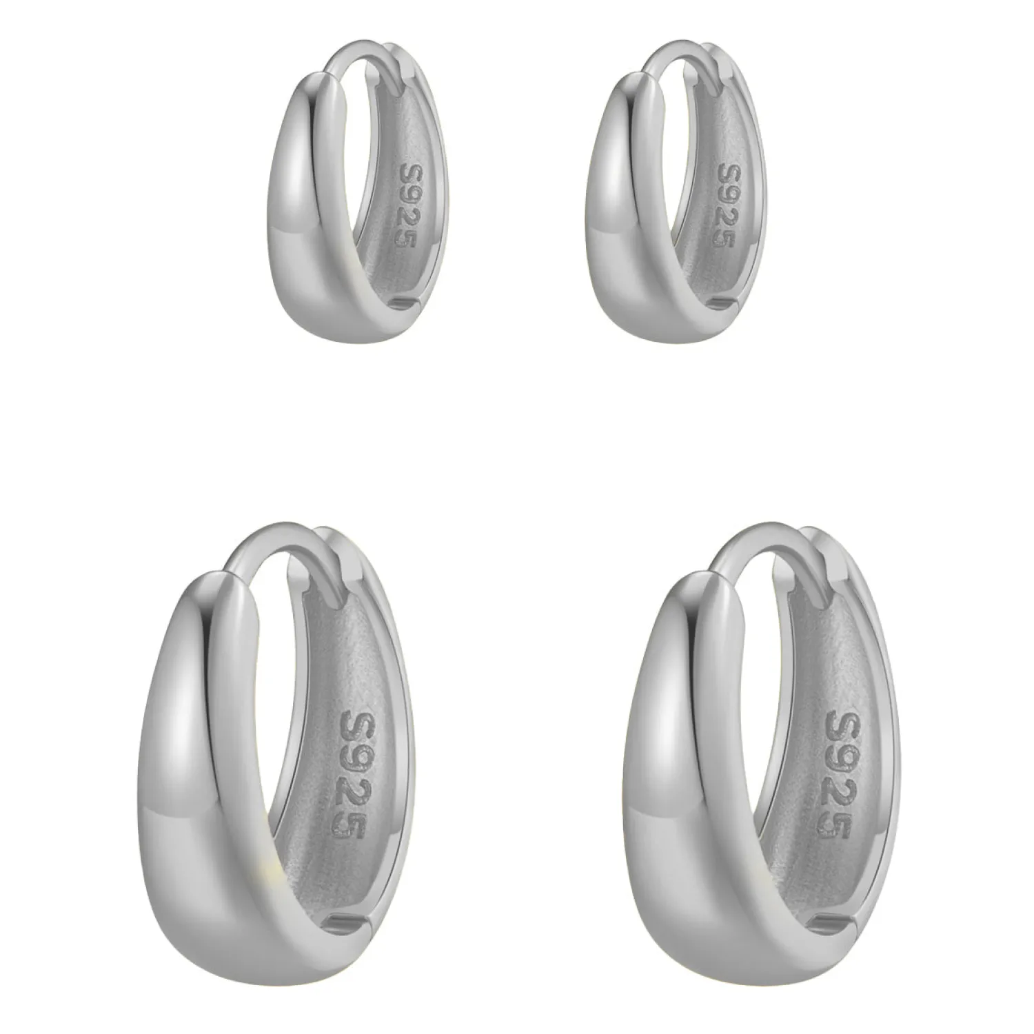 Earring Stack Sets | Creolen | Hey Happiness Small Dome Hoop Earring Set Sterling Silver