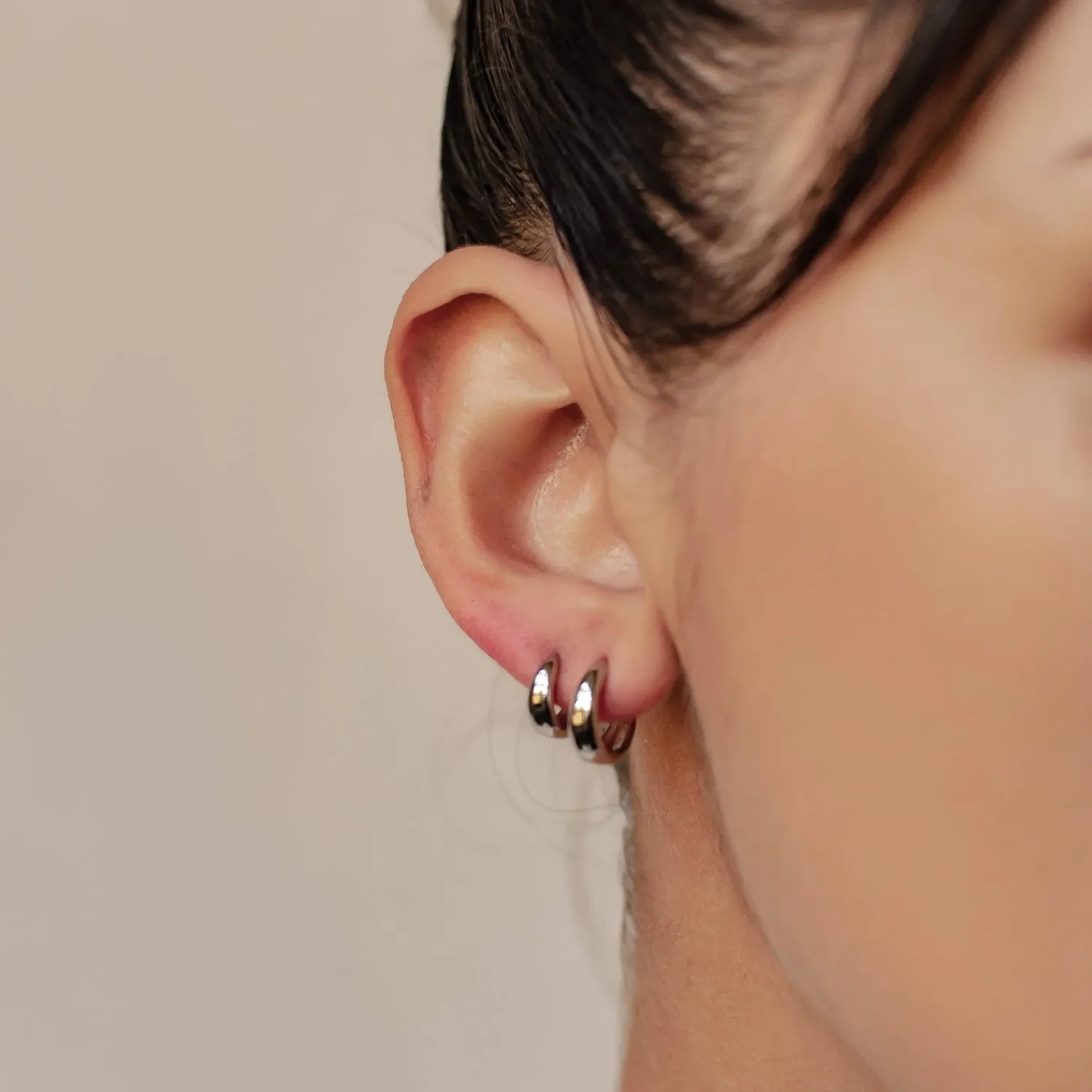Earring Stack Sets | Creolen | Hey Happiness Small Dome Hoop Earring Set Sterling Silver
