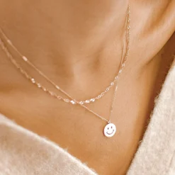 Filigrane Ketten | Hey Happiness Smiley Gesicht Anhänger Kette in Rosegold Rose Gold