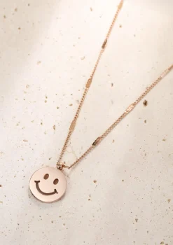 Filigrane Ketten | Hey Happiness Smiley Gesicht Anhänger Kette in Rosegold Rose Gold
